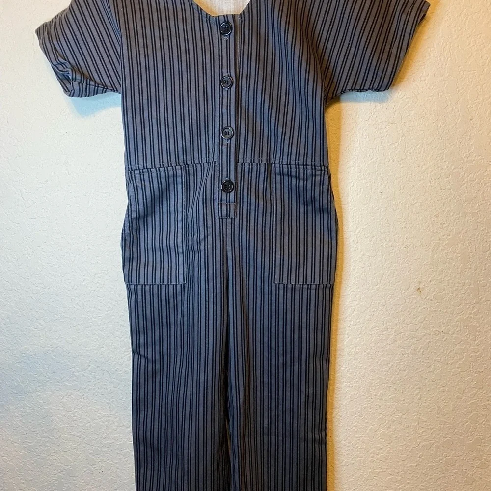 Rylee + Cru Short Sleeve Utility Jumpsuit Stretchy Crop Gray 4T/5T
